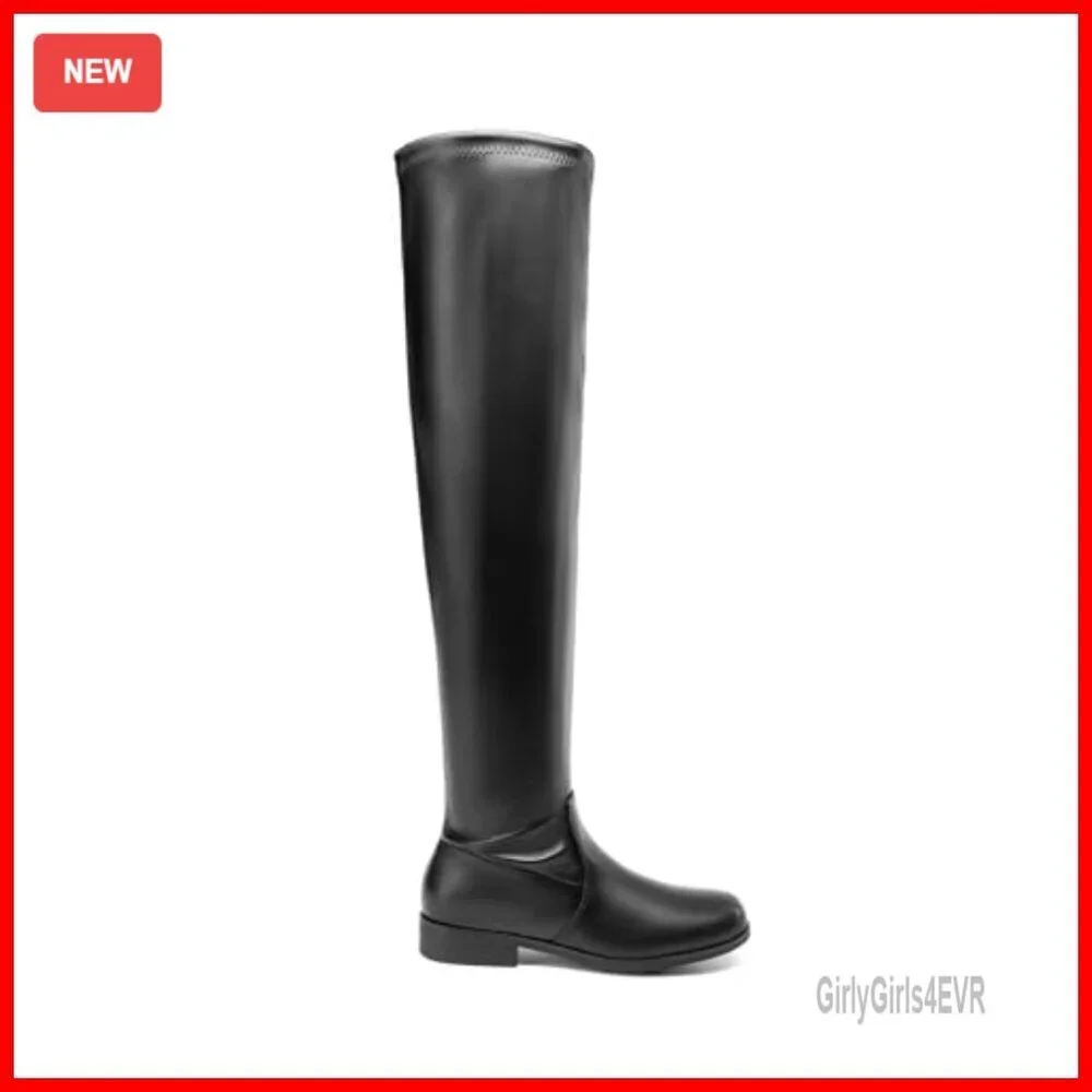 Women's Thigh High Over the Knee Boots Low Block Heel Casual Fashion